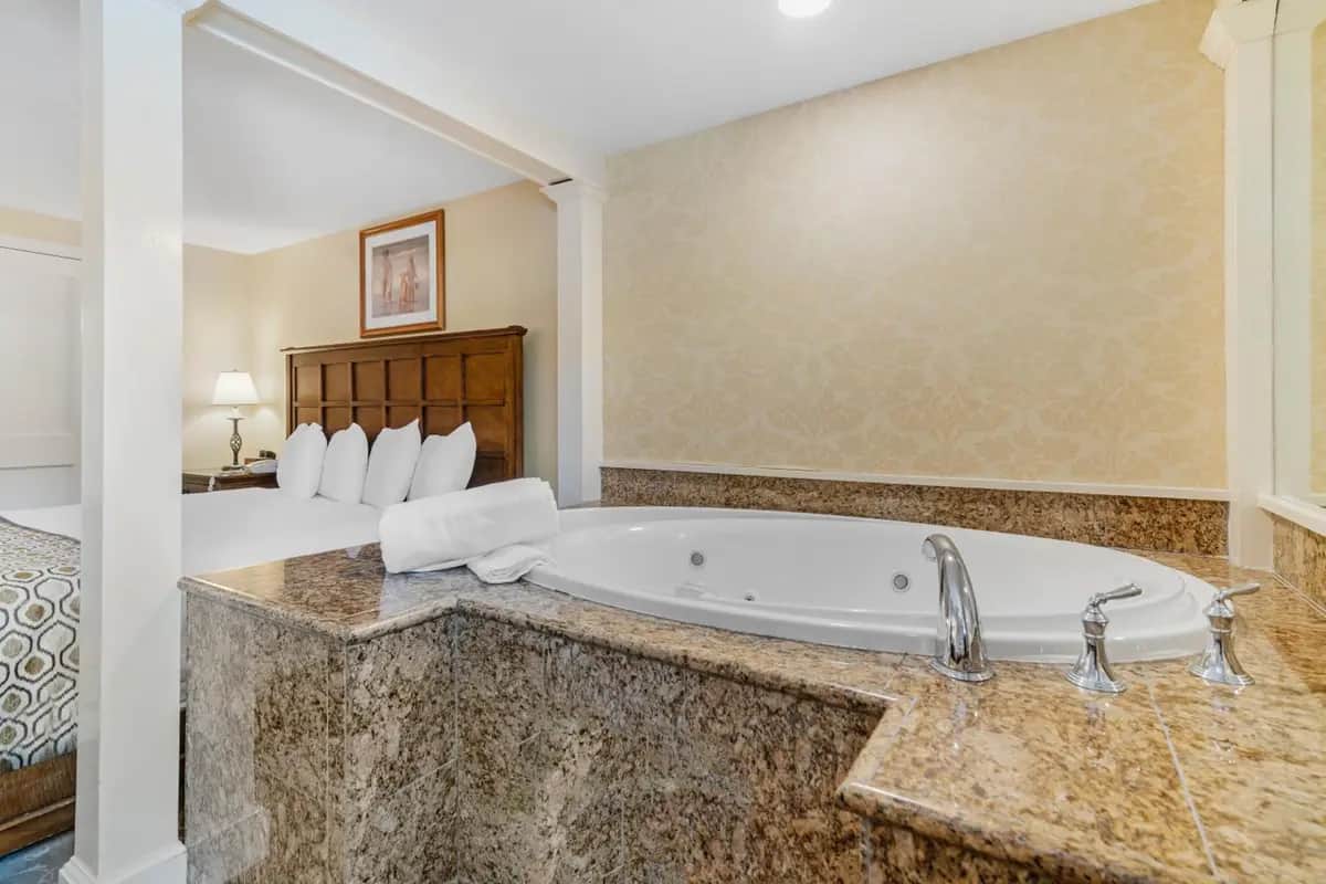 Private in-room jacuzzi tub in the Grand Meadow Jacuzzi King at Meadowmere Resort – Ogunquit, ME