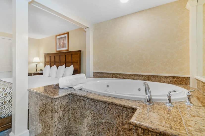 Private in-room jacuzzi tub in the Grand Meadow Jacuzzi King at Meadowmere Resort – Ogunquit, ME