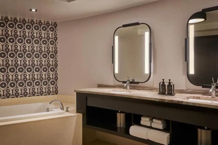 Private in-room jacuzzi tub in the Executive Corner Suite at MGM Grand Detroit