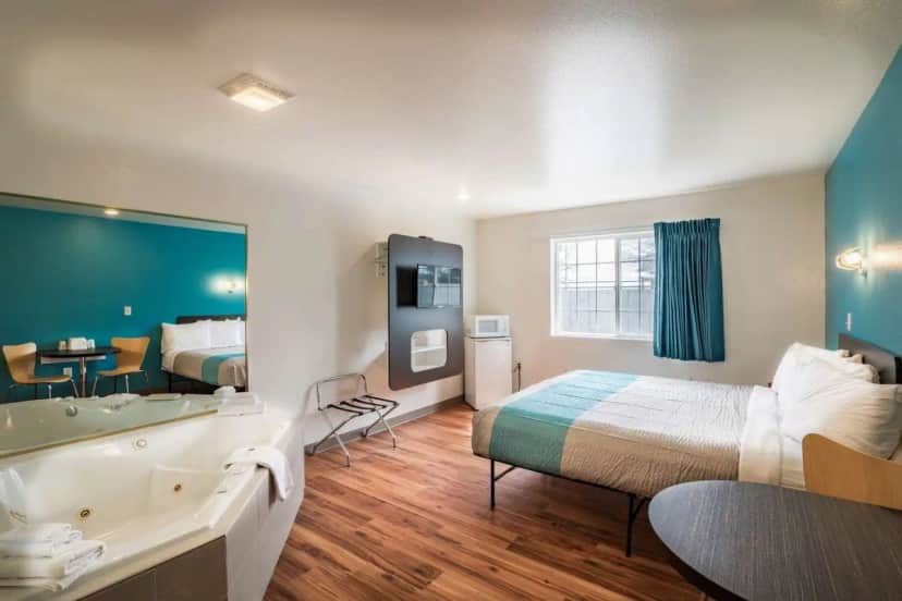 Private in-room jacuzzi tub at Motel 6 Rigby, ID