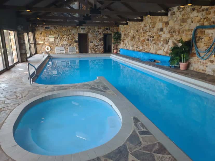 Shared indoor hot tub at Oak Lodge in Stahlstown, PA