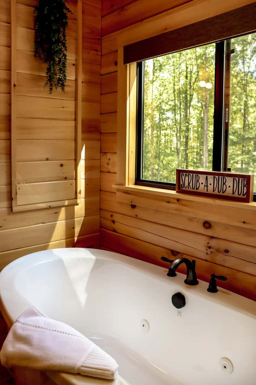 Shared indoor hot tub at Oak Lodge in Stahlstown, PA