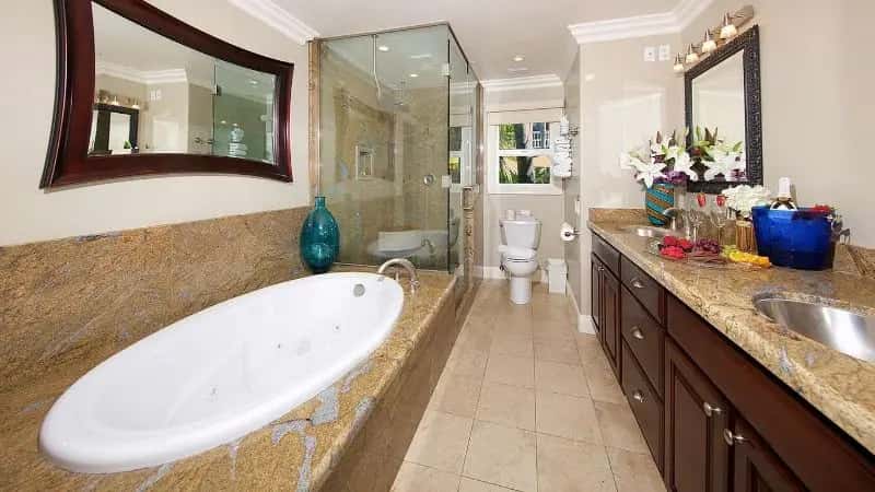 In-room hot tub at Ocean Palms Beach Resort in Carlsbad, CA