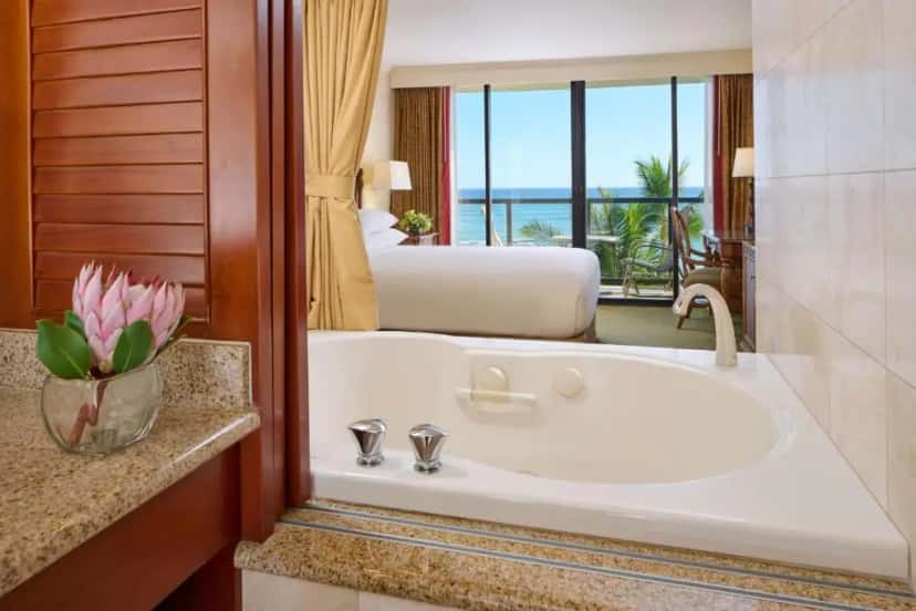 In-room hot tub at Outrigger Waikiki Beach Resort in Honolulu, HI