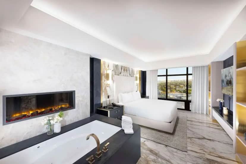 Private in-room jacuzzi tub in the Penthouse Suite, 1 King Bed, Smoking, Jetted Tub (Separate Living Room) at Peppermill Resort Spa Casino