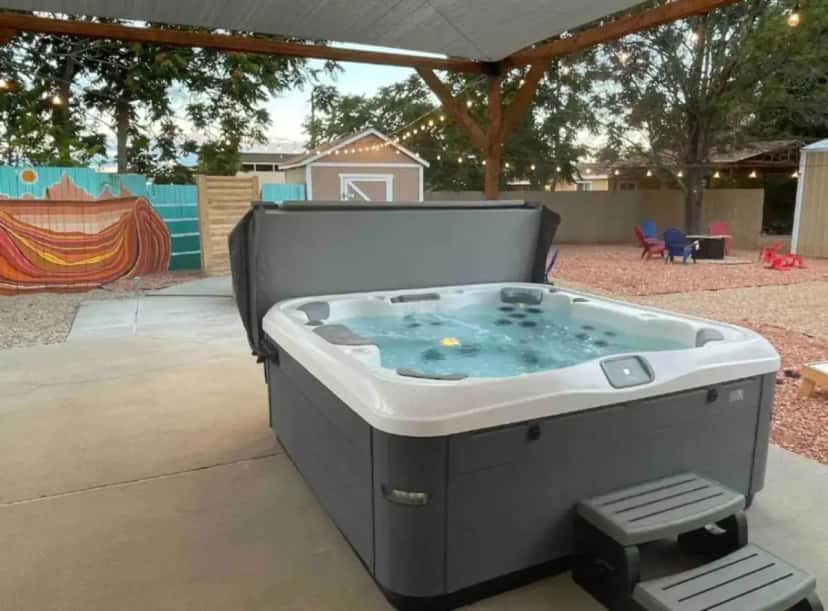 Private outdoor hot tub at Pet-Friendly Near Zion & Hot Tub in Downtown Kanab in Kanab, UT