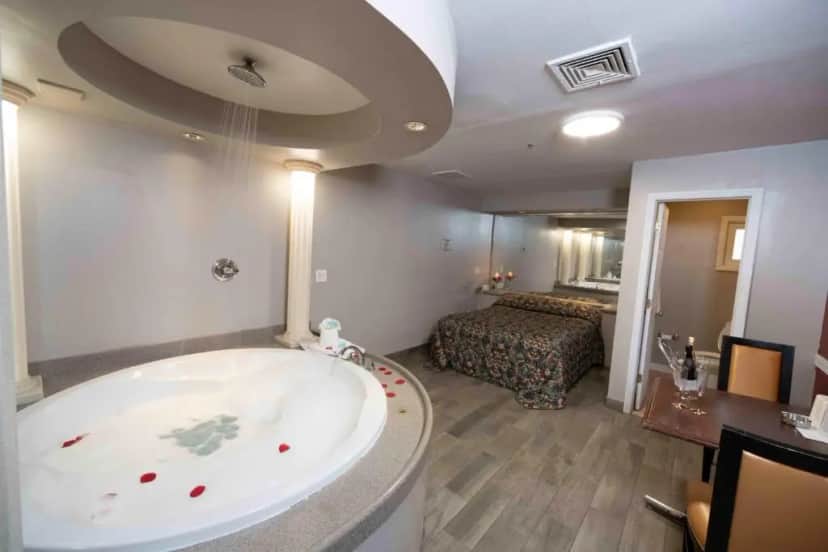 Private in-room jacuzzi tub in the Queen Studio at Post Road Inn Motel