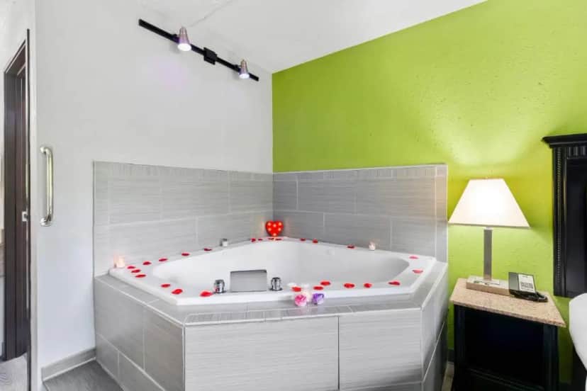 Private in-room jacuzzi in the King Room with Hot Tub - Non-Smoking at Quality Inn & Suites North