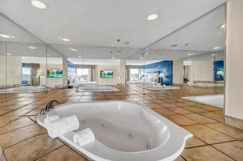 Private in-room jacuzzi tub in the King Suite with Whirlpool - Non-Smoking at Radisson Hotel Schaumburg