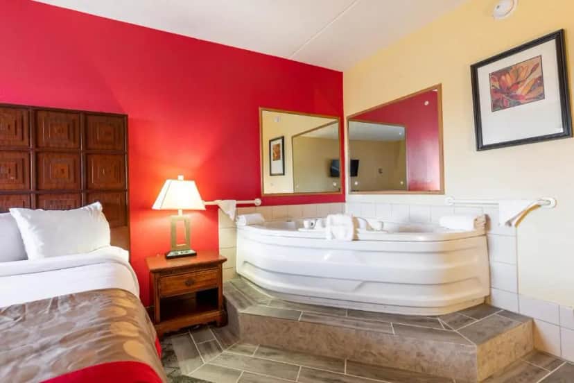 Private in-room jacuzzi tub in the King Studio Suite with Jetted Tub - Non-Smoking at Ramada by Wyndham Columbus North