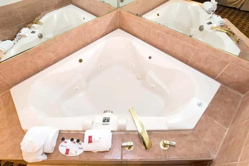 In-room hot tub at Ramada by Wyndham Plymouth Hotel & Conference Center in Plymouth, IN