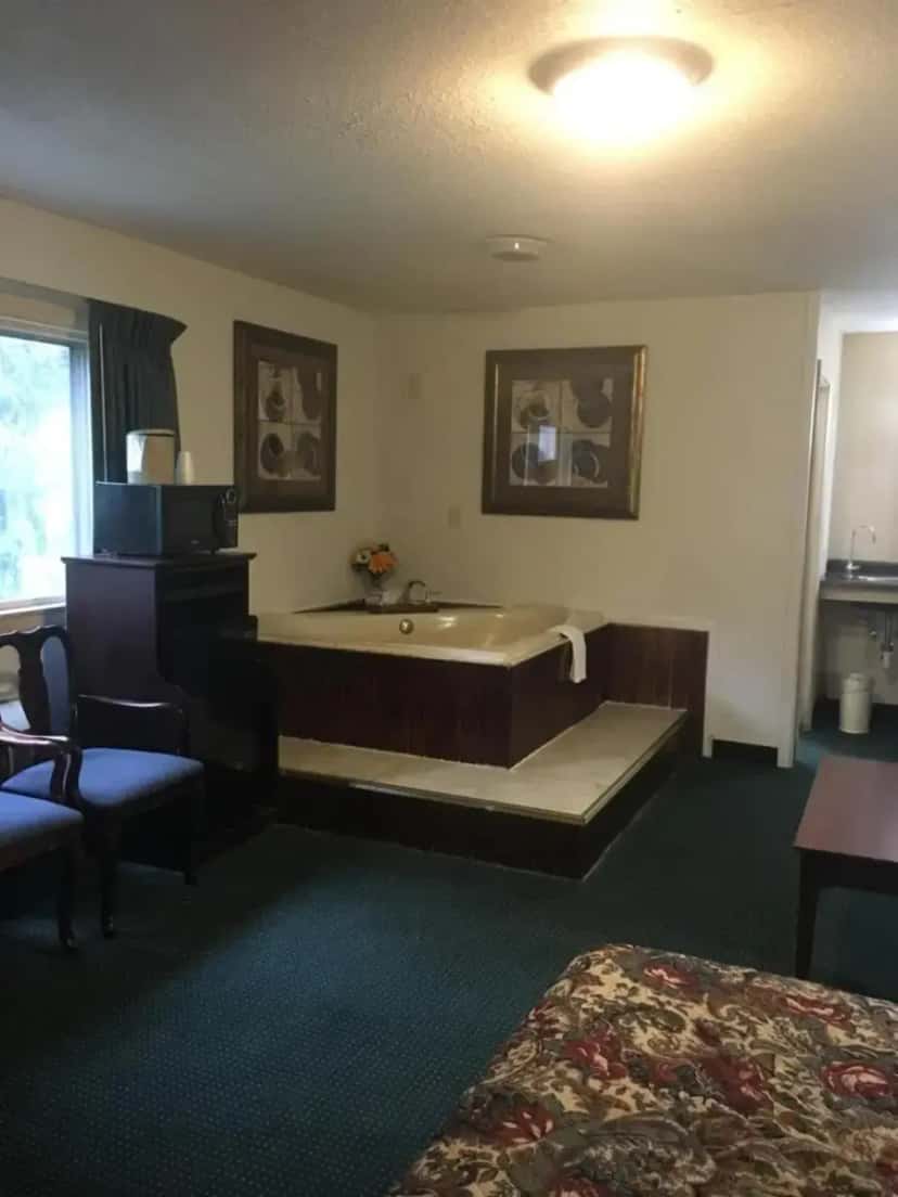 In-room hot tub at Rapids Inn & Suites in Wisconsin Rapids, WI
