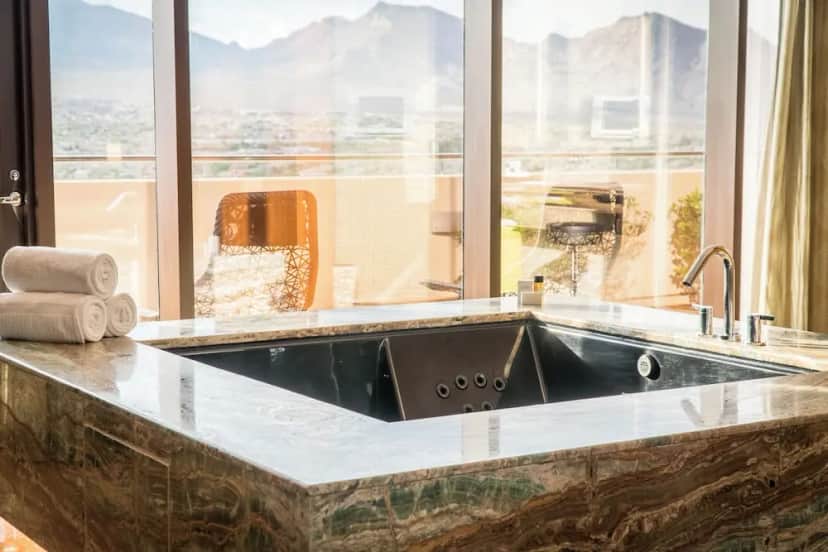 Private in-room jacuzzi in the Viva Suite at Red Rock Casino Resort & Spa
