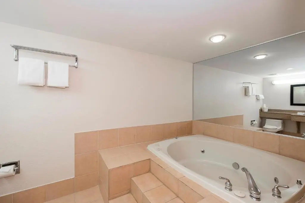 Private in-room jacuzzi tub in the Superior King Room with Spa Bath Non-Smoking at Red Roof Inn & Suites Mt Holly - McGuire AFB