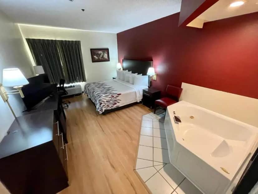 Private in-room jacuzzi tub in the Superior King Room with Spa Bath - Non-Smoking at Red Roof Inn Clyde