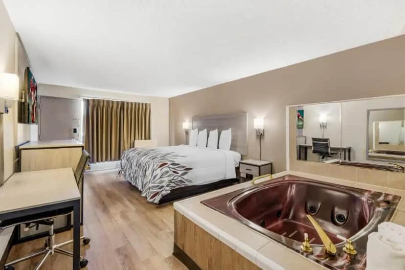 Private in-room jacuzzi tub in the Superior King Room with Spa Bath Non-Smoking at Red Roof Inn Stroudsburg