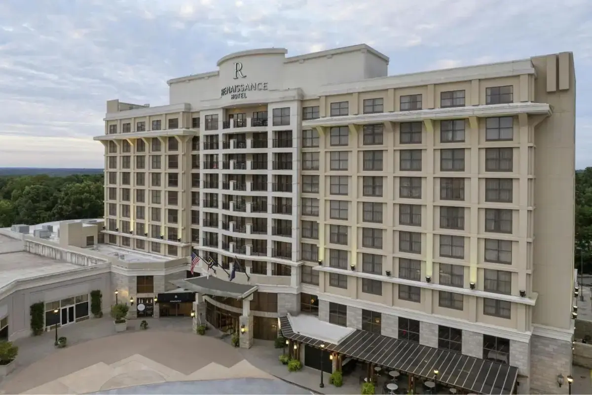 an aerial view of the hampton inn suites at Renaissance Raleigh North Hills Hotel in Raleigh
