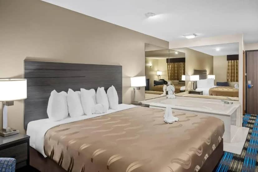 Private in-room jacuzzi tub in the King Room with Whirlpool - Non-Smoking at Rodeway Inn