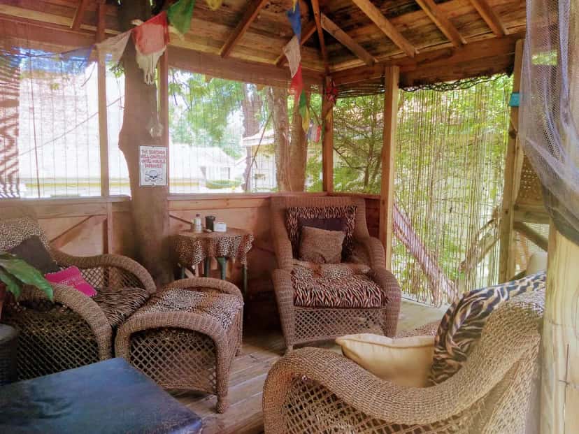 Private outdoor hot tub at Rosevine Inn Bed & Breakfast and Extended Stay Lodging in Tyler, TX
