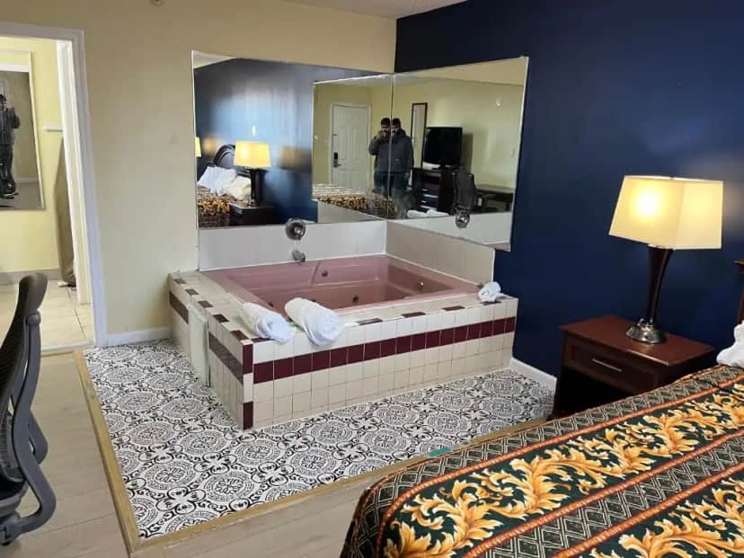 Private in-room jacuzzi tub in the King Room with Spa Bath at Royal Lodge Absecon