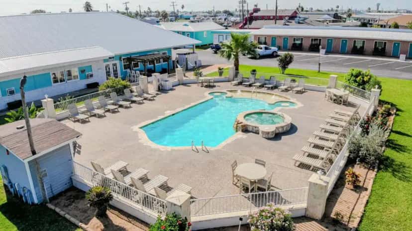 In-room hot tub at Shark Reef Resort in Port Aransas, TX