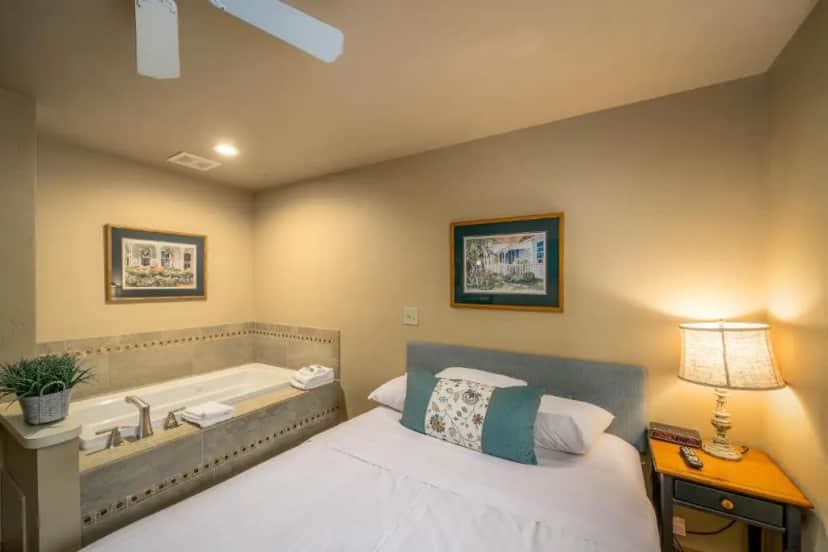 Private in-room jacuzzi tub in the Queen Suite with Spa Bath at Somerset Inn & Suites