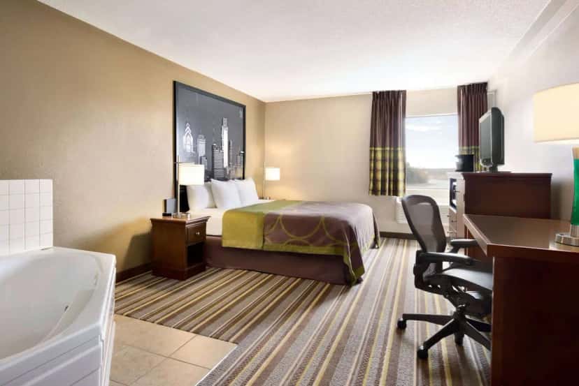 In-room jacuzzi tub at Super 8 by Wyndham Chambersburg I-81 in Chambersburg, PA