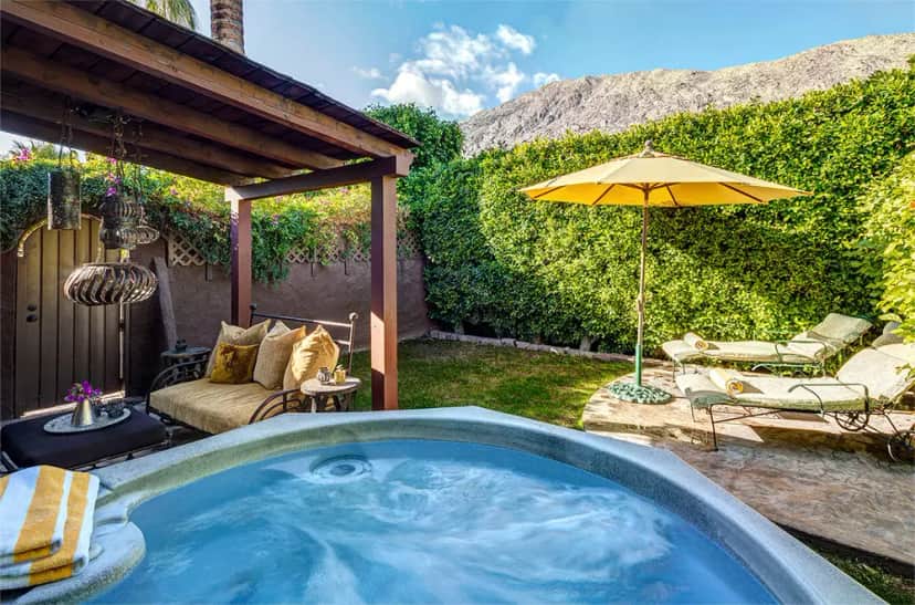 Private outdoor hot tub at Talavera Palm Springs