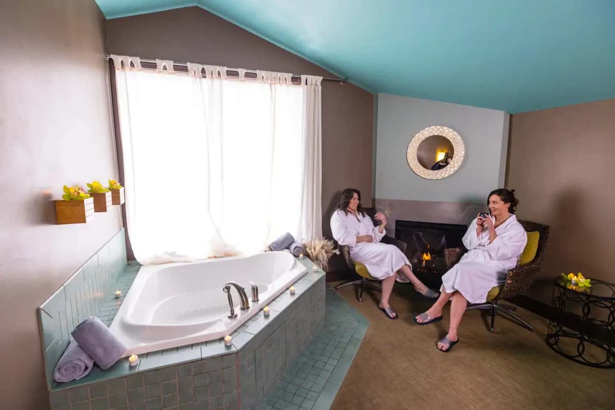 Shared indoor hot tub at Teton Mountain Lodge & Spa in Teton Village, WY