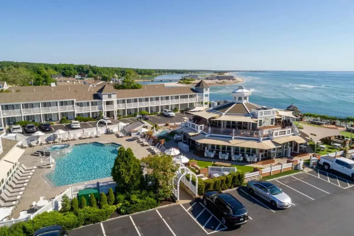 an aerial view of a resort with a swimming pool at Anchorage by the Sea in Ogunquit