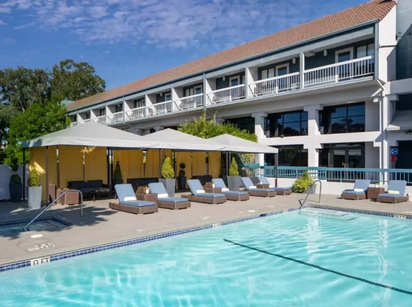 In-room hot tub at The Domain Hotel in Sunnyvale, CA