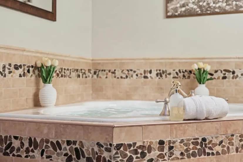 Private in-room jacuzzi tub in the King Suite with Balcony at The Inn on the River