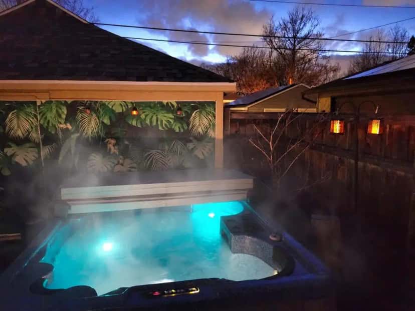 Private outdoor hot tub at The Nokomis Retreat in Burnsville, MN