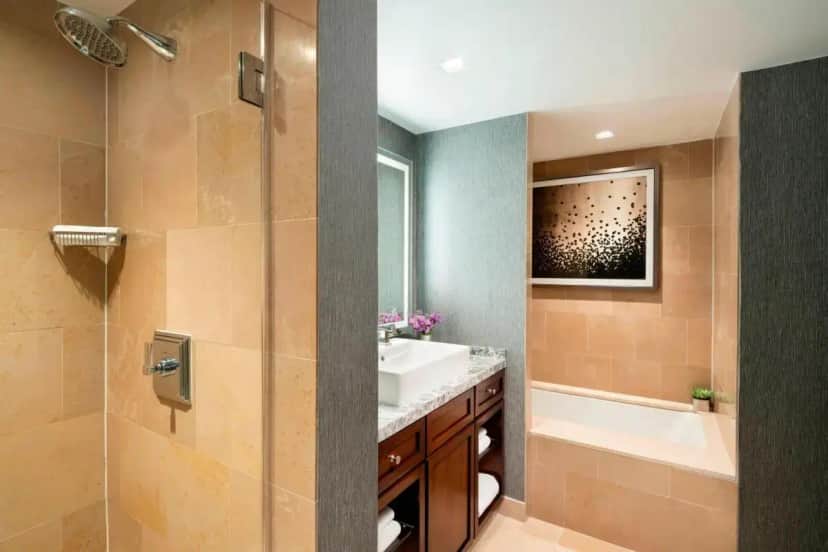 a bathroom with a tub and a sink and a shower at The Ritz-Carlton Atlanta in Atlanta