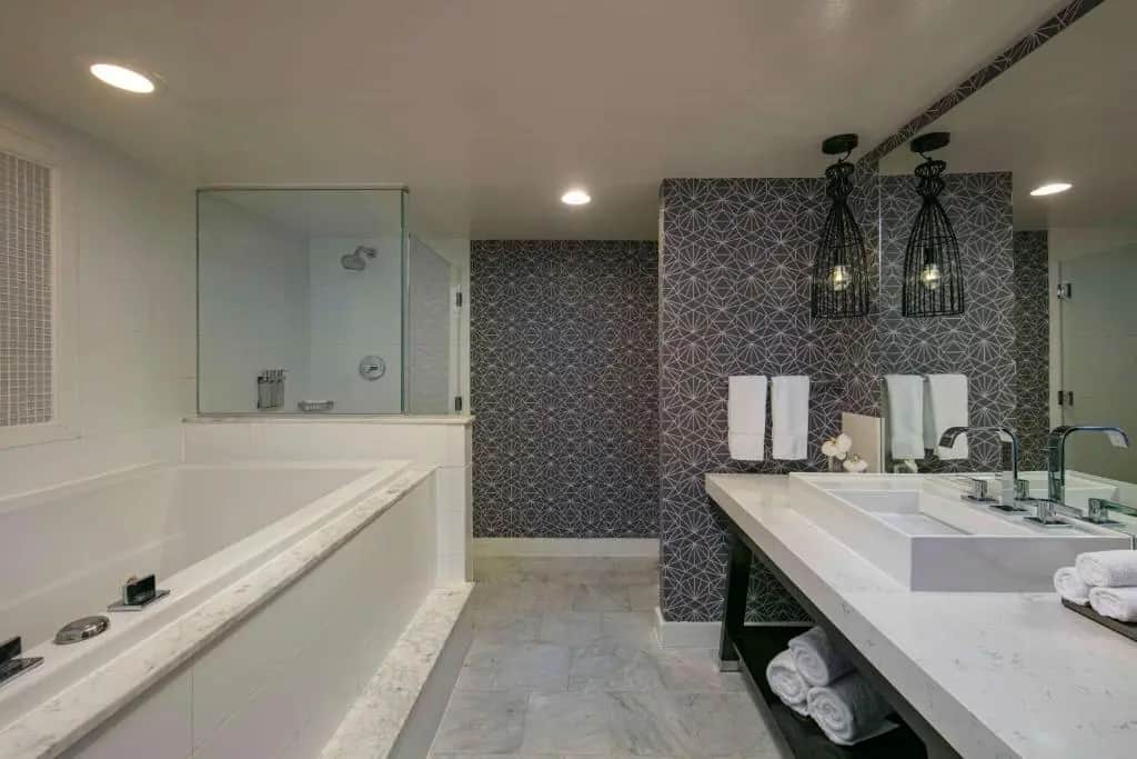 Private in-room jacuzzi tub in the Spa One-Bedroom King Suite at The Royal Sonesta Washington DC Dupont Circle
