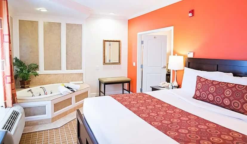 In-room hot tub at The Wilshire Grand Hotel in West Orange, NJ