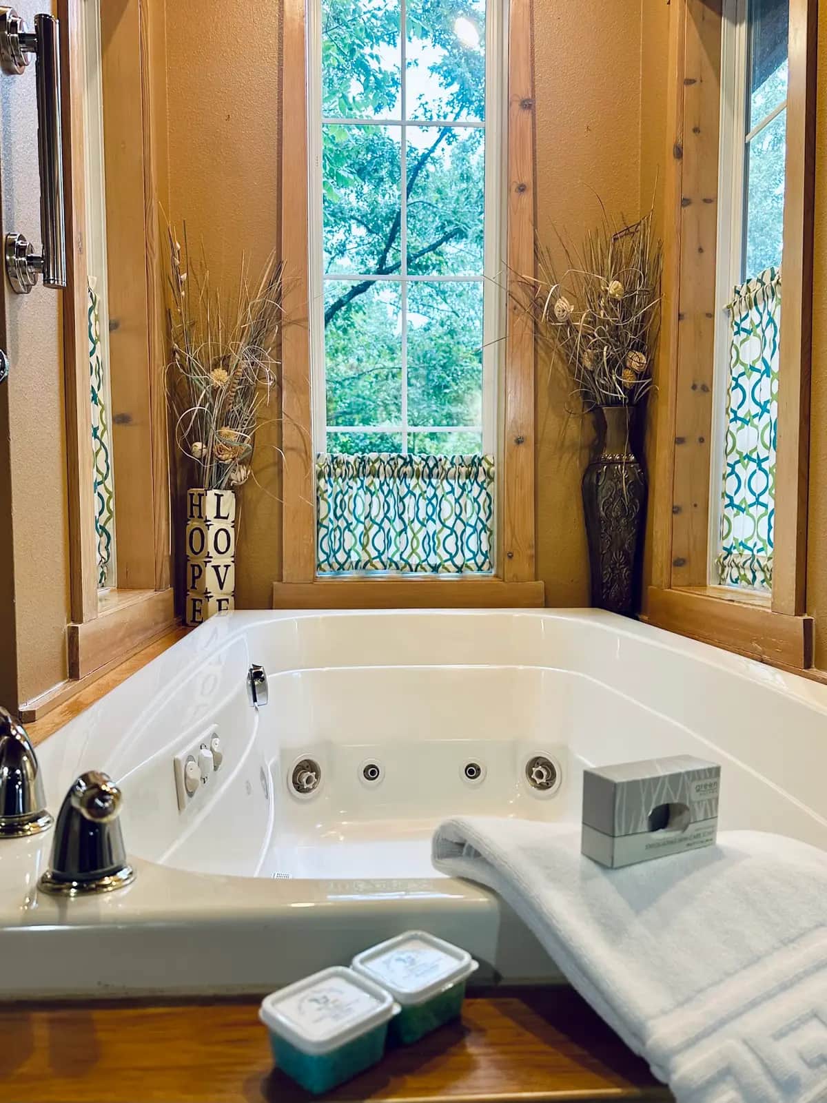 Private in-room jacuzzi tub at The Woods Cabins