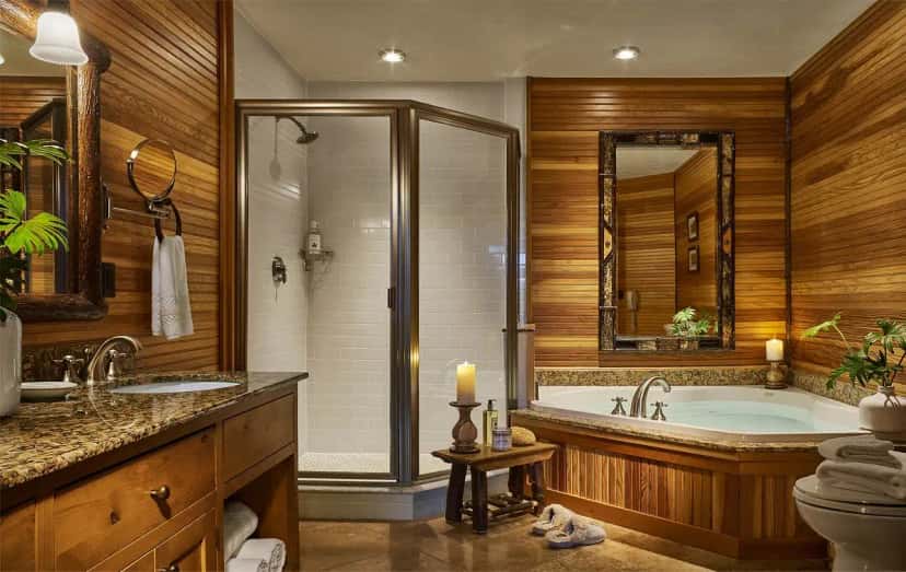 In-room hot tub at Whiteface Lodge in Lake Placid, NY