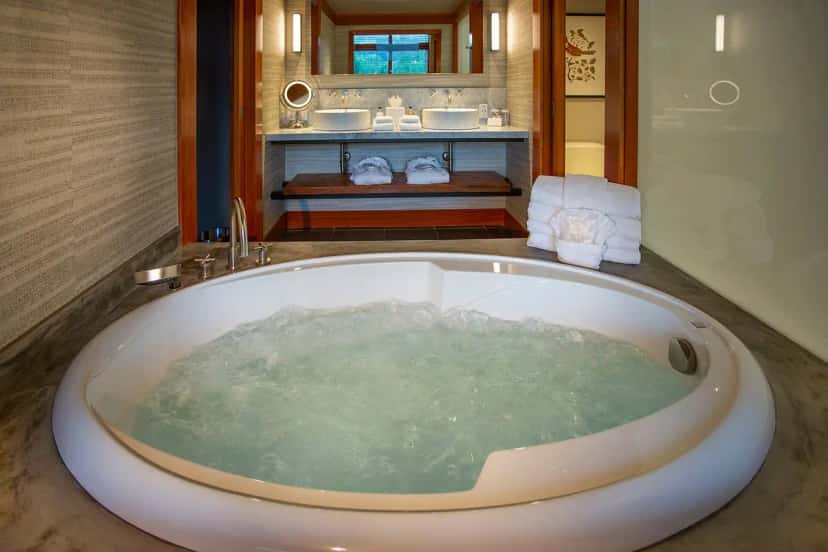 In-room hot tub at Willows Lodge in Woodinville, WA