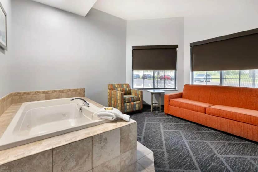 Private in-room jacuzzi tub in the King Suite With Whirlpool at Wyndham Garden Appleton