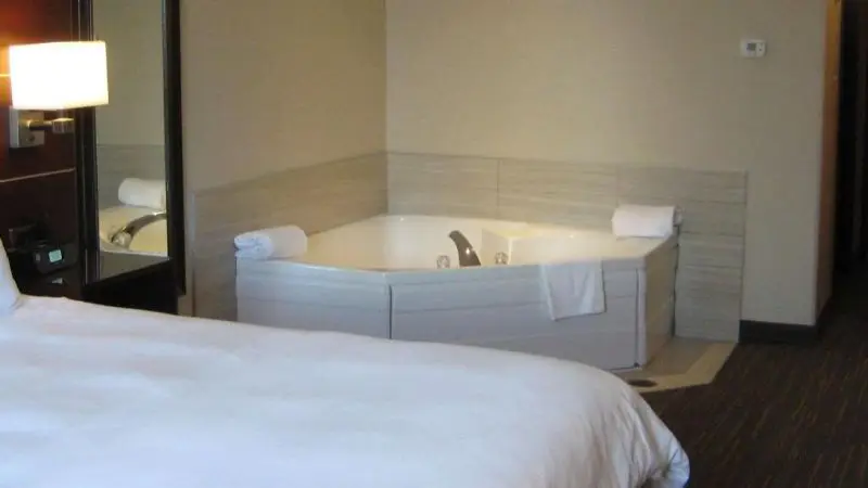 In-room hot tub at Wyndham Moline on John Deere Commons in Moline, IL