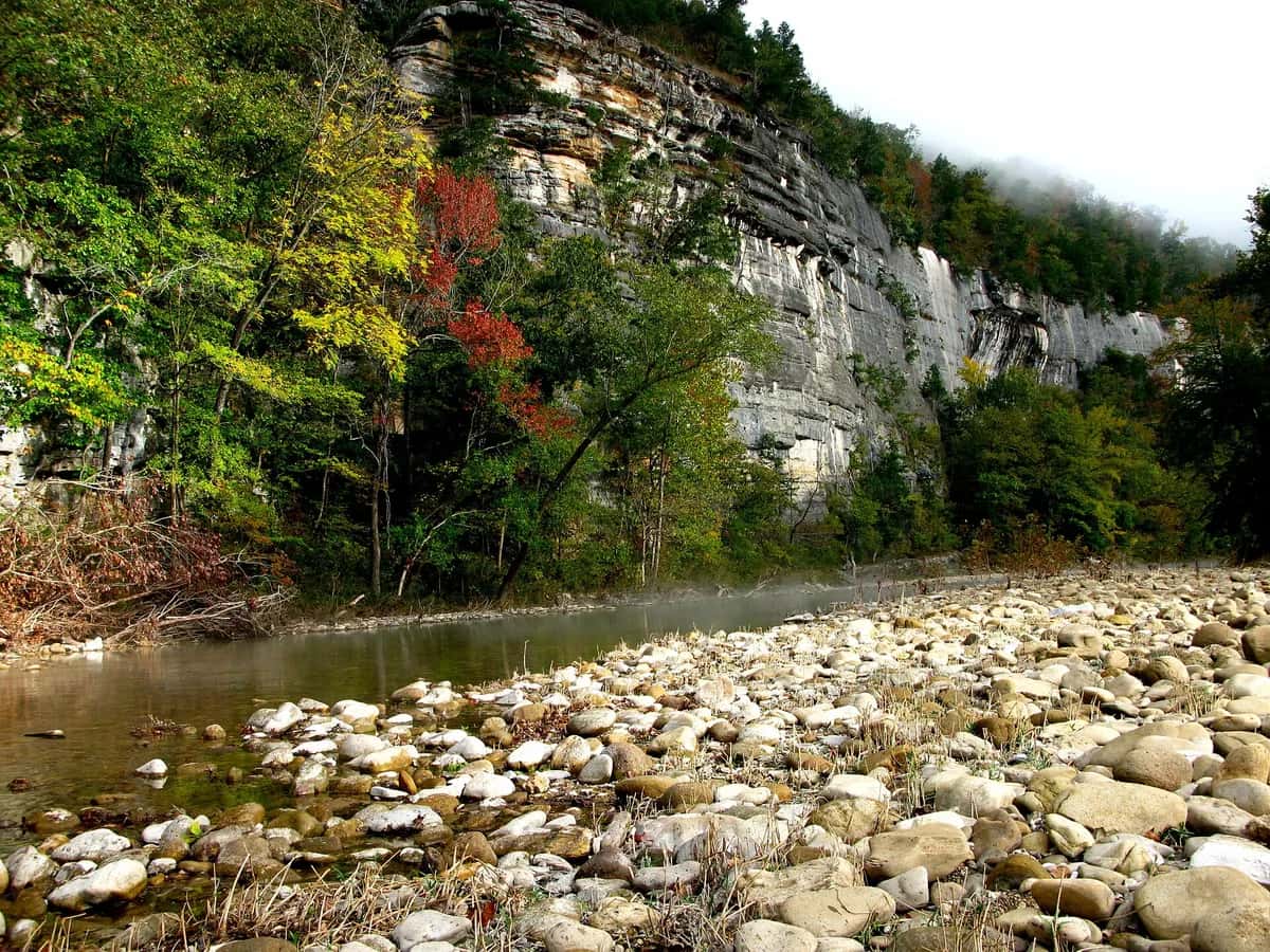 Limestone bluffs along the Buffalo National River in the Arkansas Ozarks