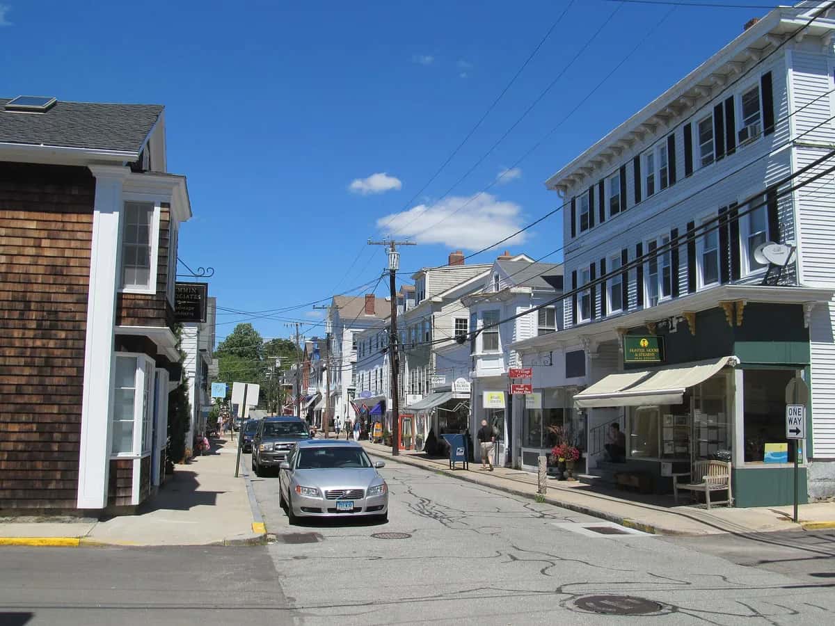 Mystic Seaport harbor on the Connecticut shoreline