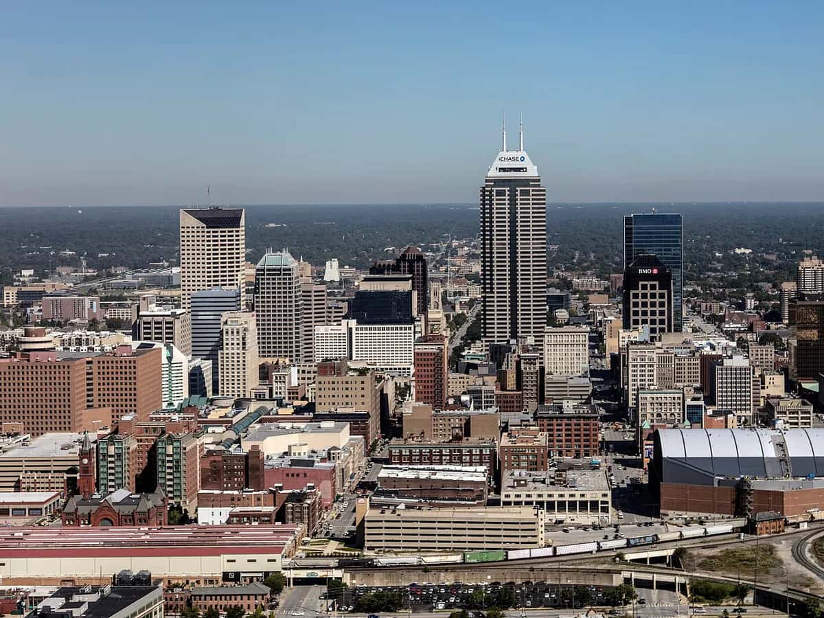 Indianapolis skyline along the downtown canal