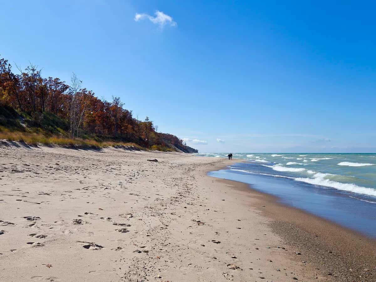 Sand dunes and Lake Michigan at Indiana Dunes National Park