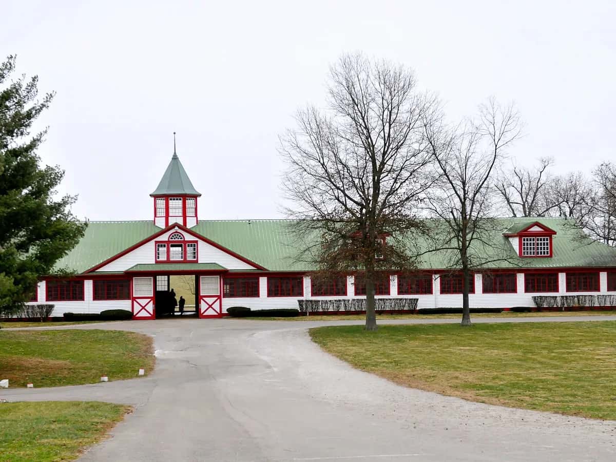 Horse farm fences and bluegrass pasture near Lexington, Kentucky