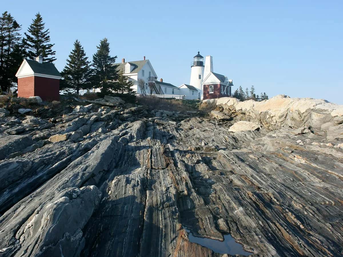 Pemaquid Point Lighthouse on granite ledges of the Maine midcoast