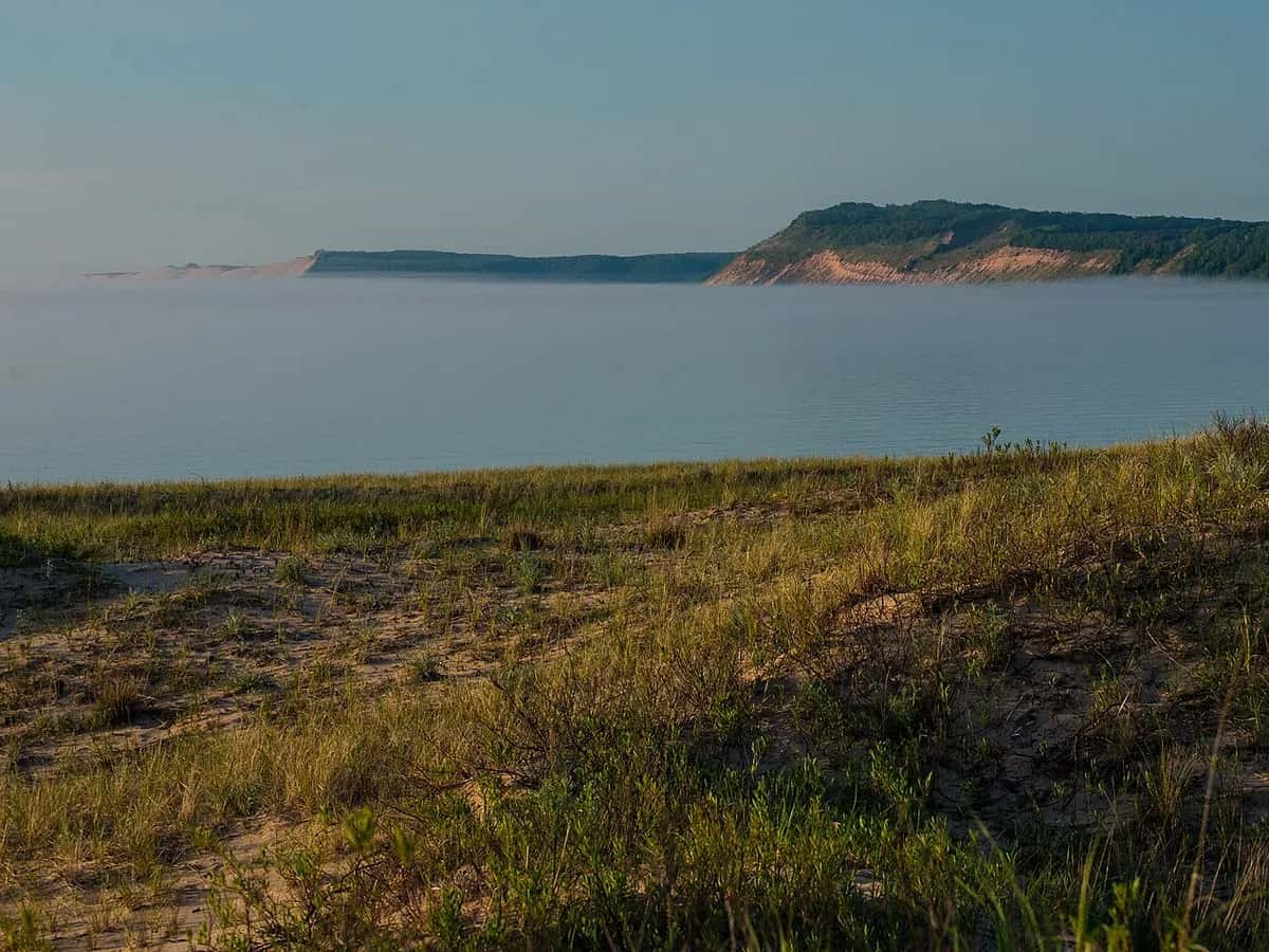 Sleeping Bear Dunes rising above Lake Michigan