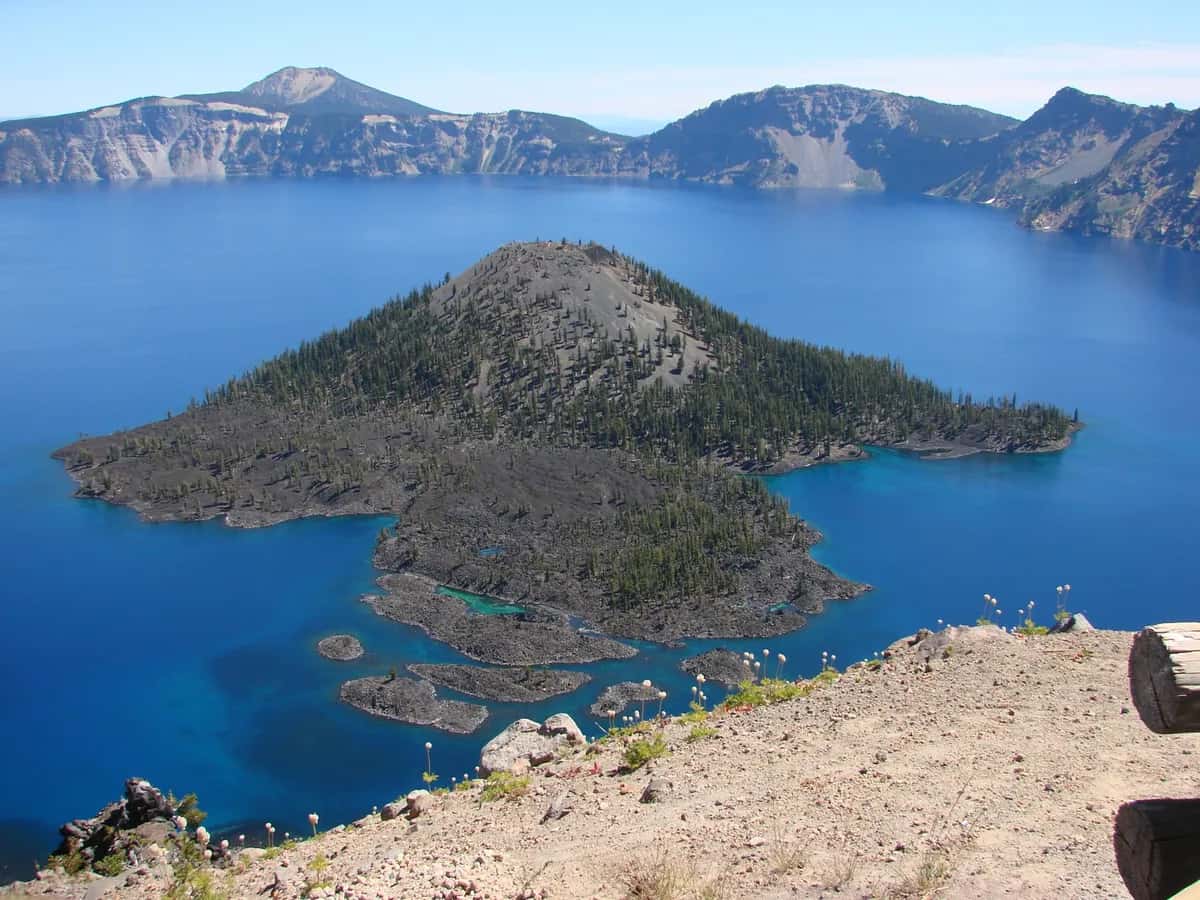 Crater Lake and Wizard Island in southern Oregon