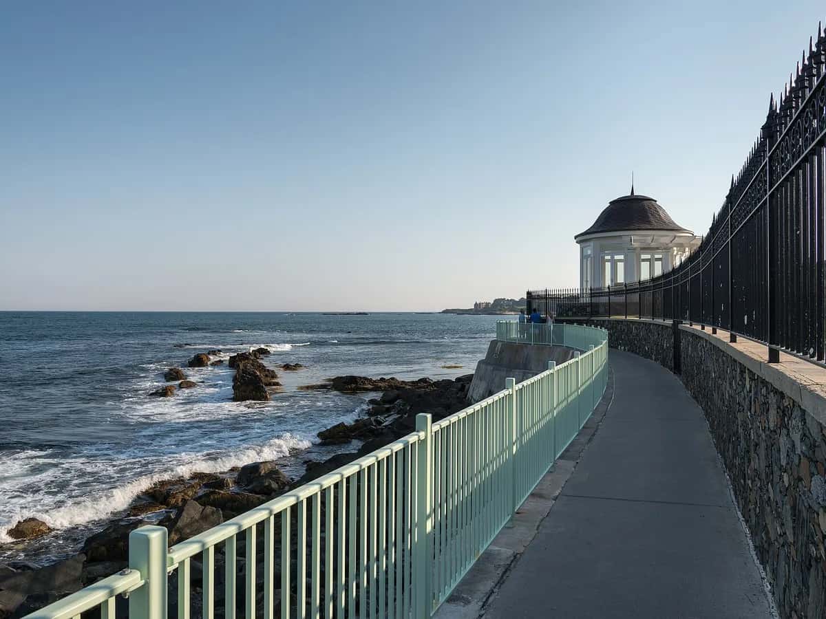 The Cliff Walk shoreline in Newport, Rhode Island